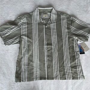 Casual Striped Green Men's Shirt